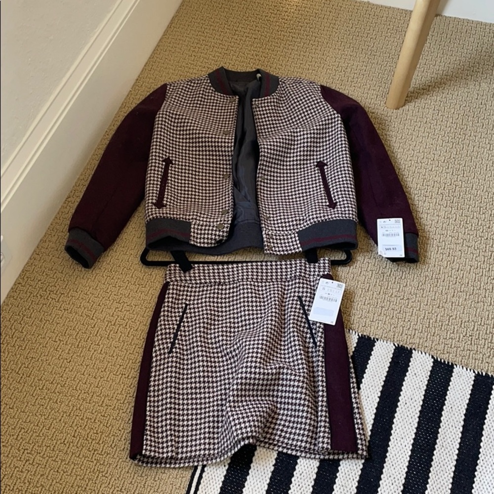 Zara varsity Jacket and matching skirt